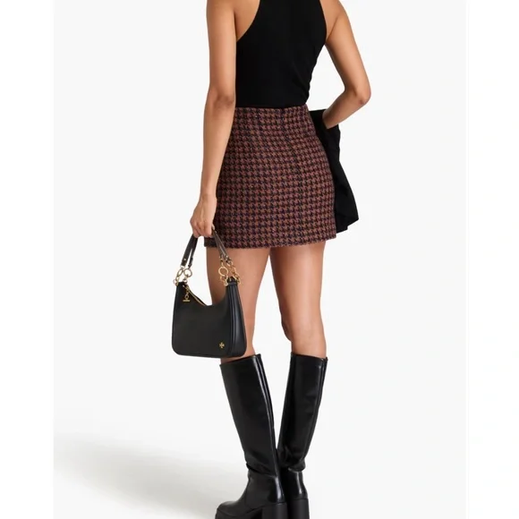 Veronica Beard Andriel Houndstooth Tween Mini Skirt Brown Black Navy Size 4 - Picture 10 of 10